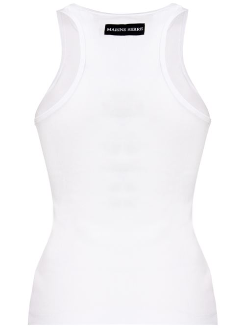 Organic cotton rib tank top Marine Serre | WTT014CJER0011WH10